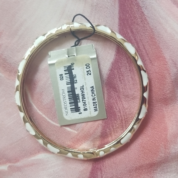SEQUIN (Set of 2) White Enamel Swarovski Crystal Hinged Bangles Nordstrom NWT - Picture 8 of 9
